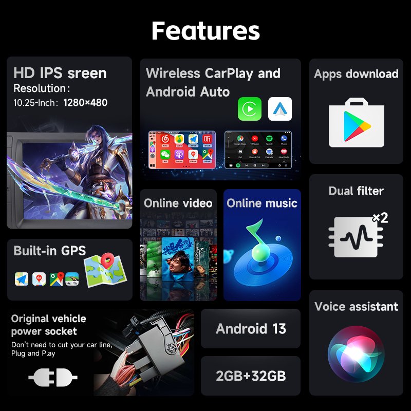 10.25 inch Car Radio DVD GPS navigation Multimedia Android 13 2+32G Carplay Android Auto 4G SIM for bmw e39