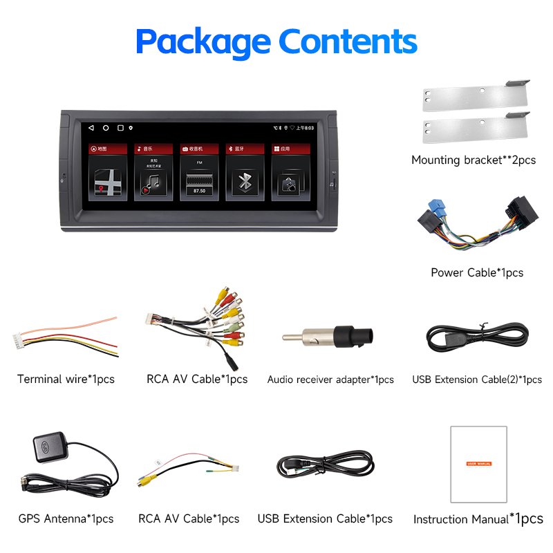10.25 inch Car Radio DVD GPS navigation Multimedia Android 13 2+32G Carplay Android Auto 4G SIM for bmw e39