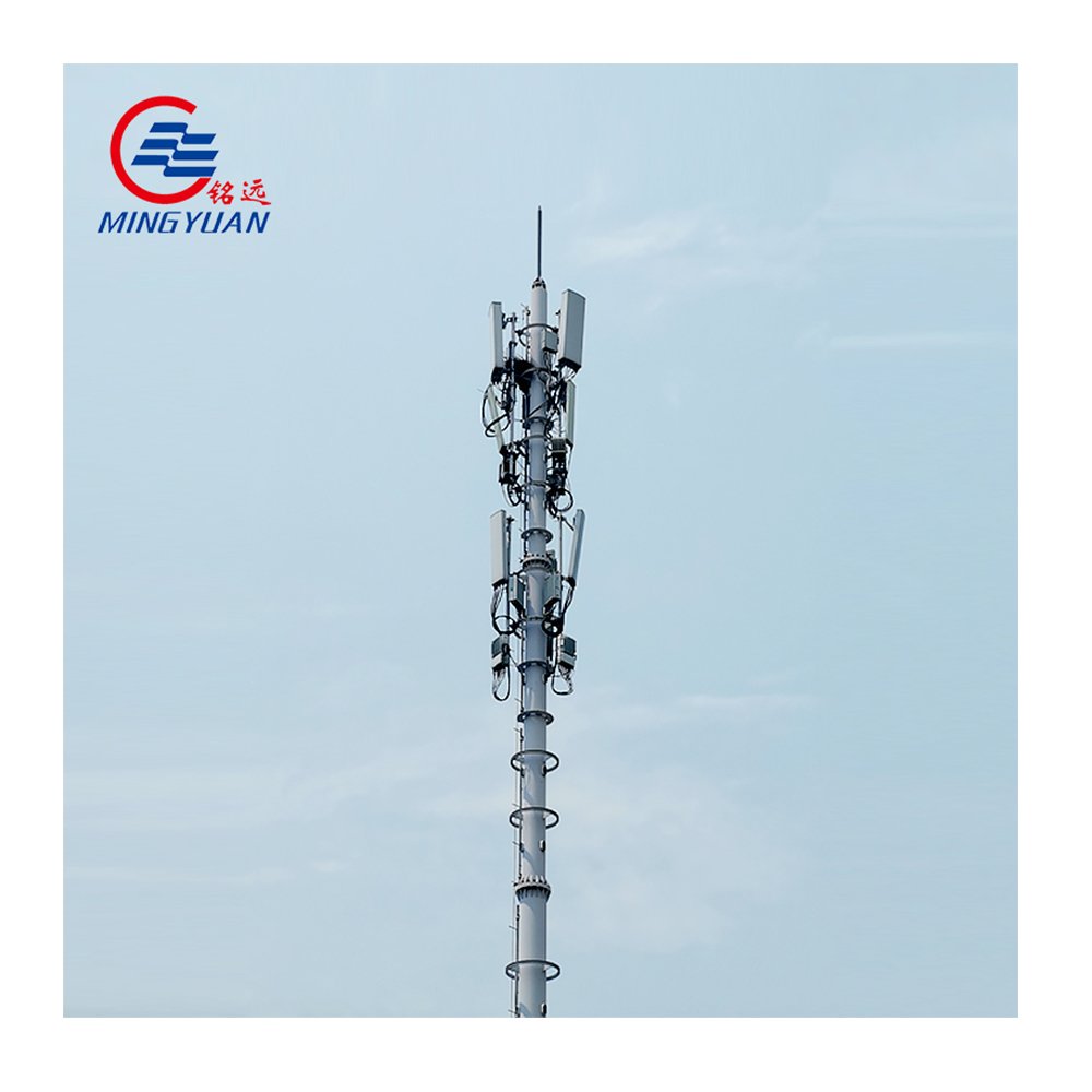 Monopole Antenna Tower For Long Range Radio Communication Solar Powered Telecommunication Tower