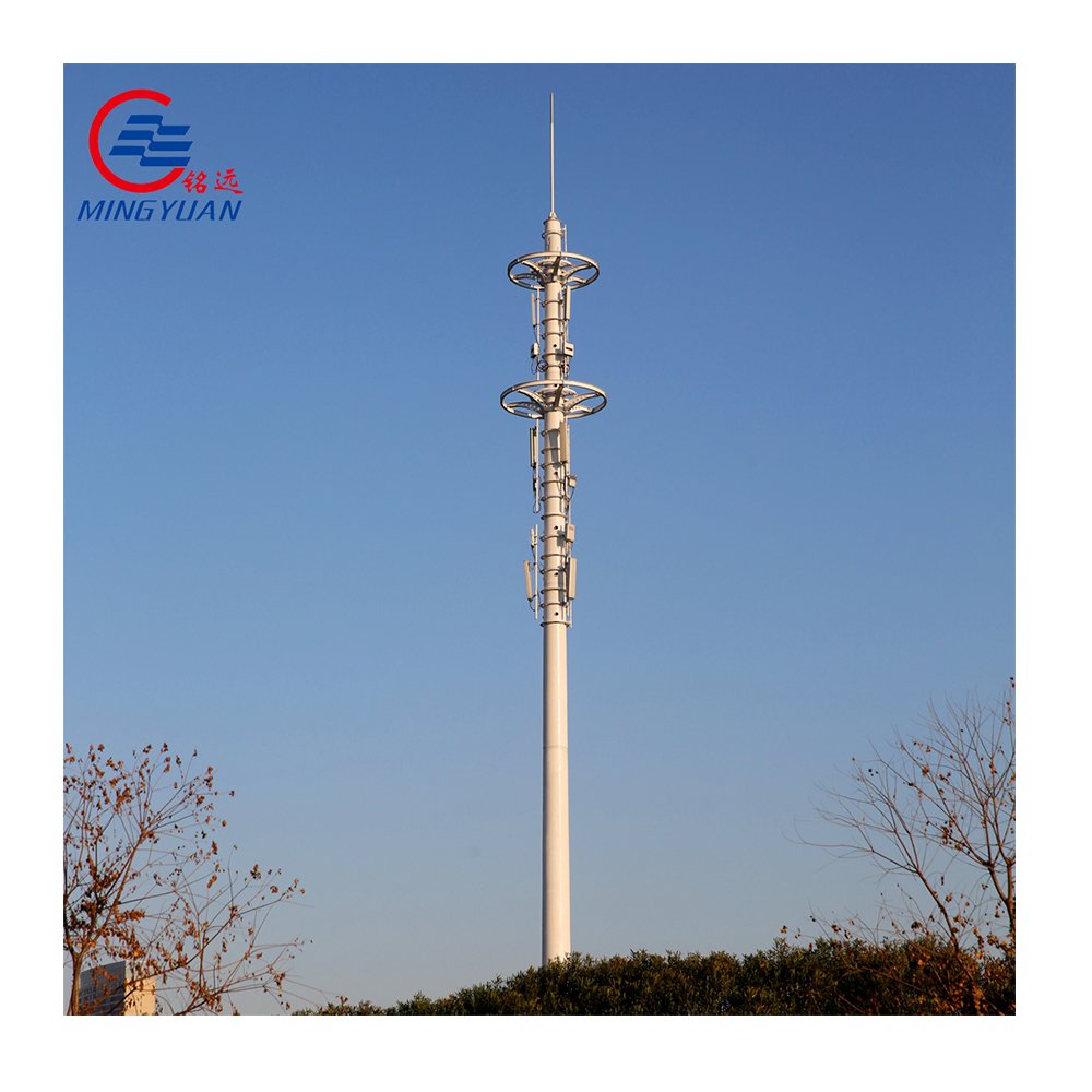 Monopole Antenna Tower For Long Range Radio Communication Solar Powered Telecommunication Tower