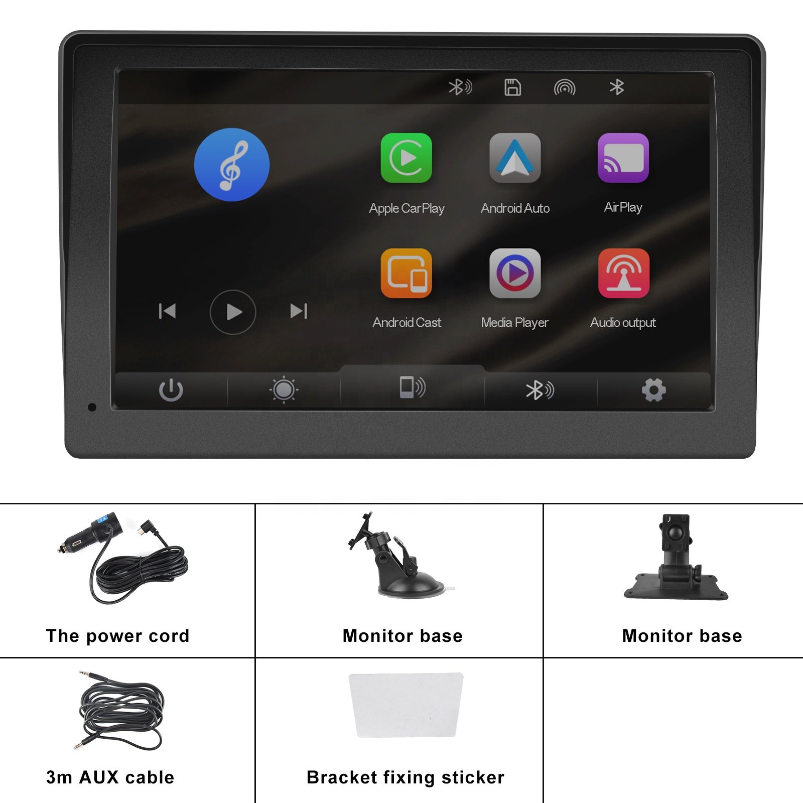 Podofo Portable Wireless Carplay Screen Airplay Android Auto Car Radio Stereo BT 7" Touchscreen Smart Monitor Auto Electronics