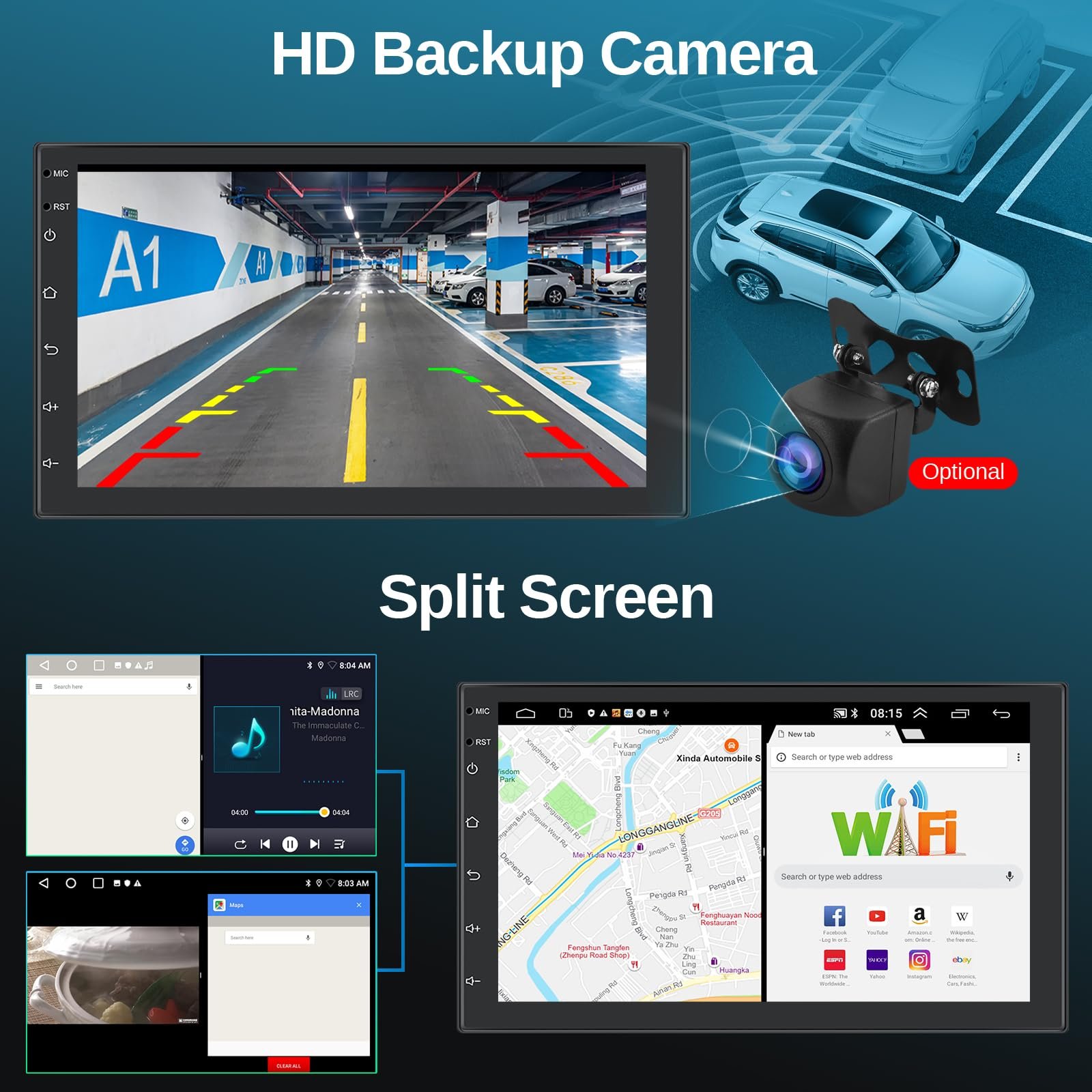 Universal 7 9 10 inch Android 13 Autoradios Touch Screen Stereo Carplay & Android Auto Car Radio Multimedia Player For All Car