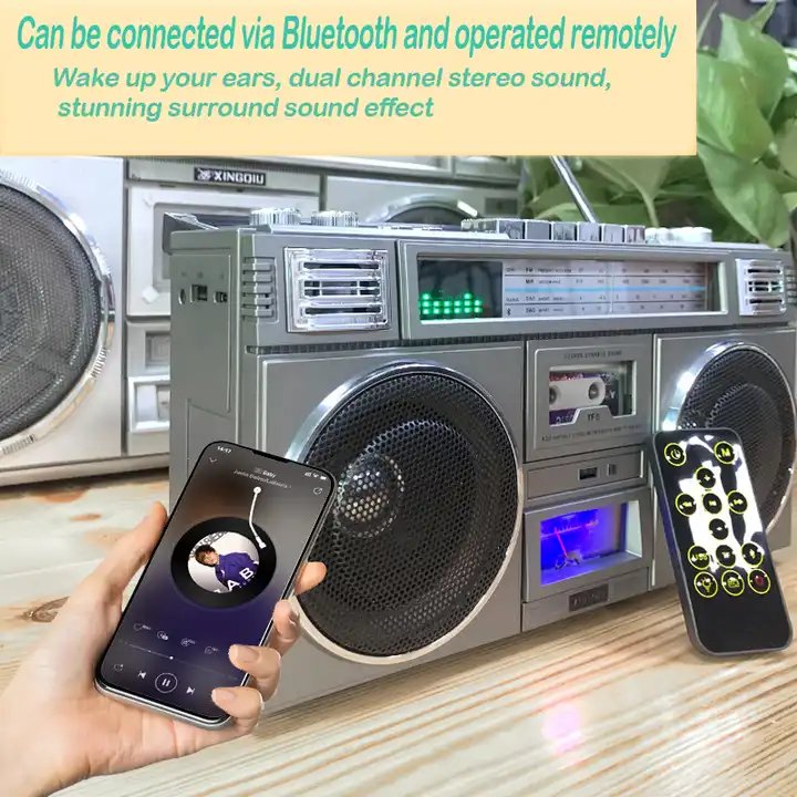 Portable Retro Bluetooth Boombox Charging Multifunctional Outdoor Stereo Mobile Phone Features Built-in Speaker Internet Radio