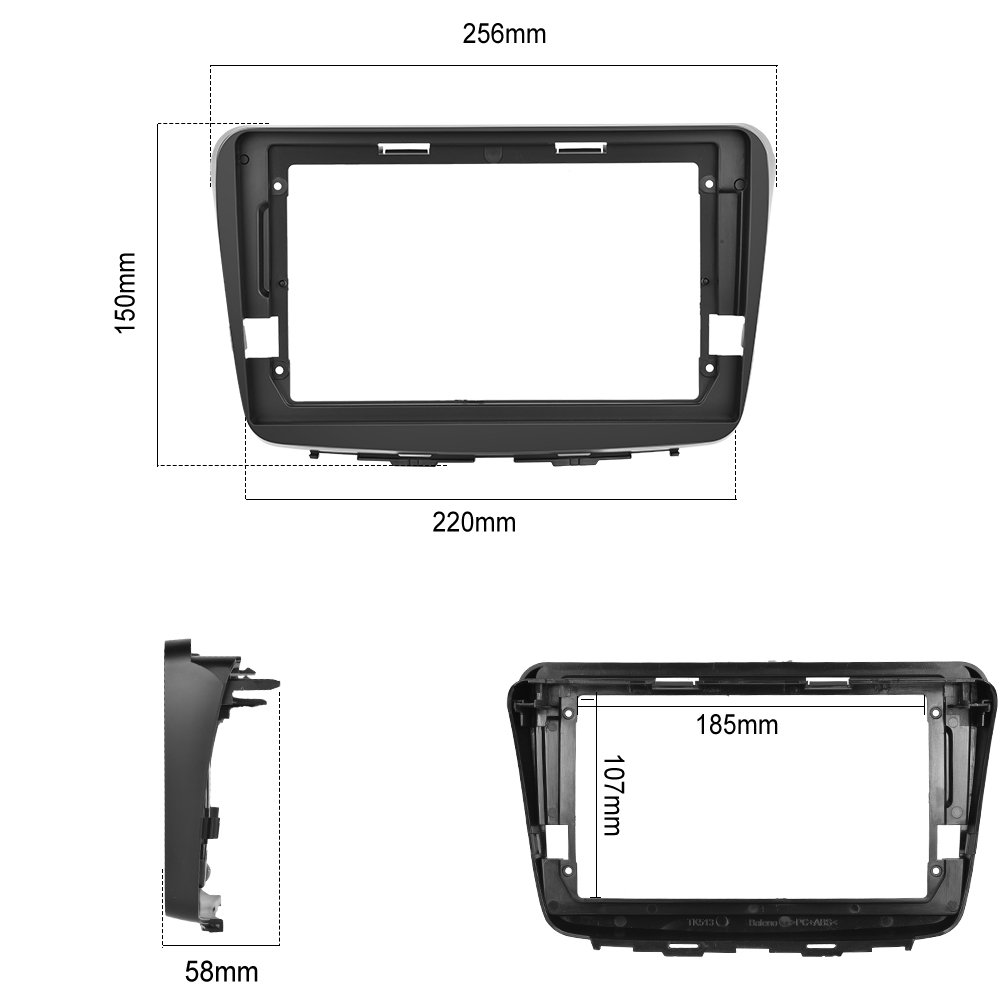 Podofo 2 Din 9'' Car fascias Frame For SUZUKI BALENO 2010 Plastic Matte Black Car Radio Frame