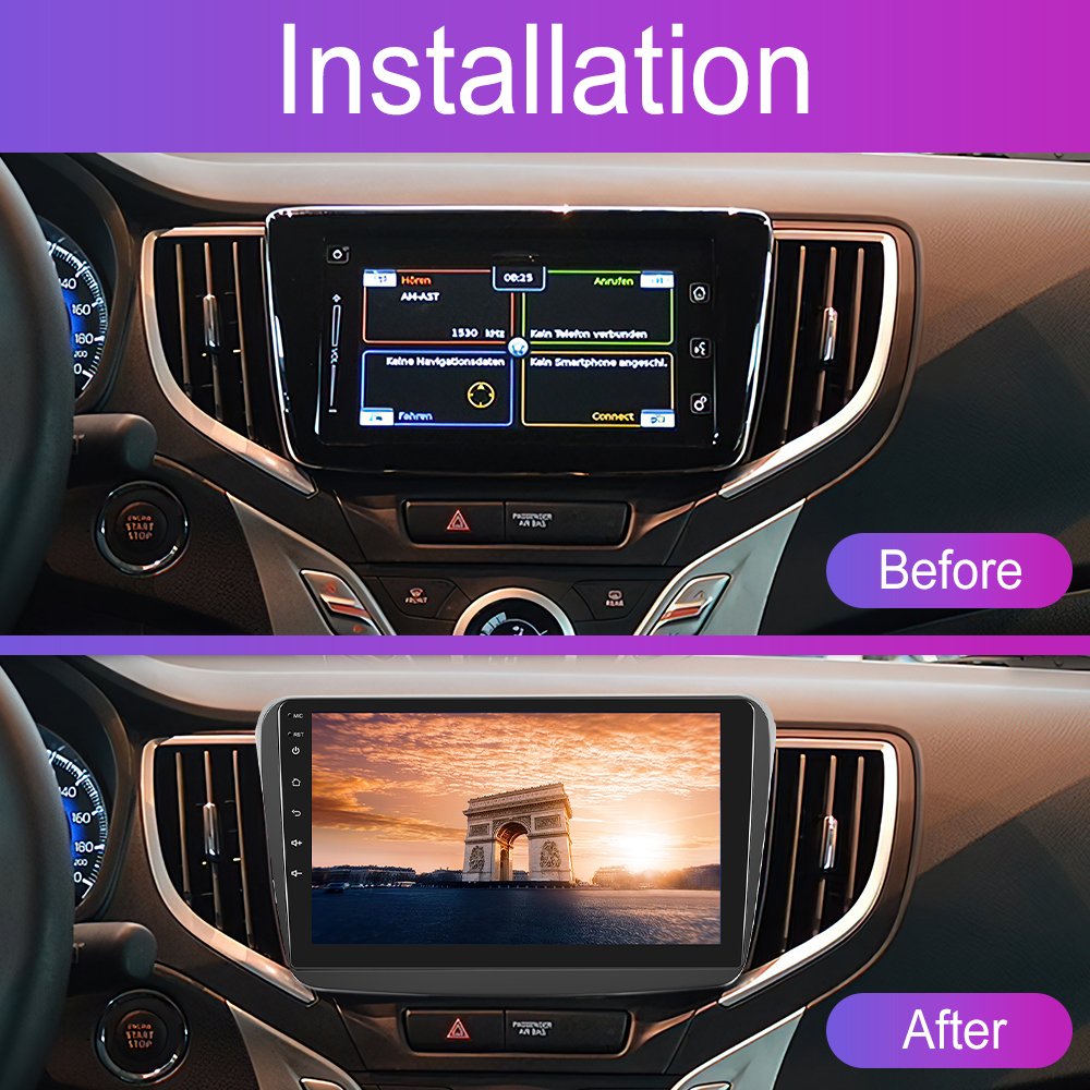 Podofo 2 Din 9'' Car fascias Frame For SUZUKI BALENO 2010 Plastic Matte Black Car Radio Frame