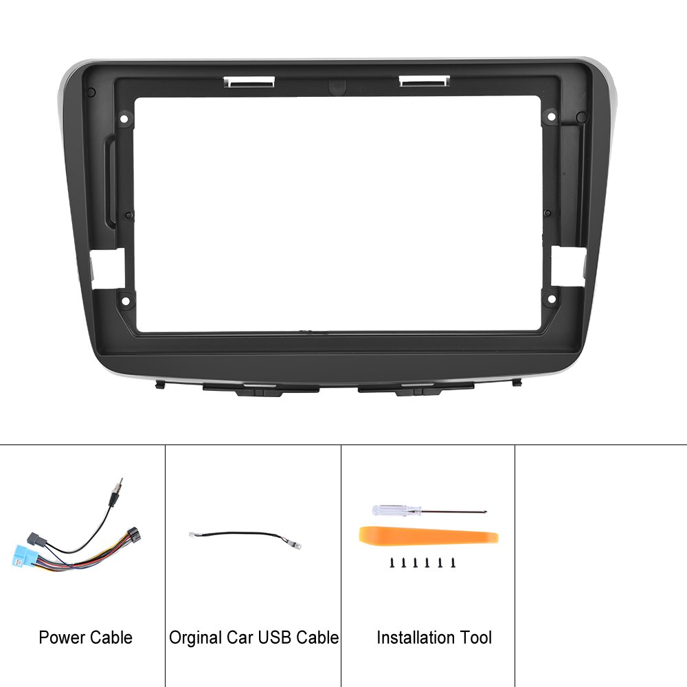Podofo 2 Din 9'' Car fascias Frame For SUZUKI BALENO 2010 Plastic Matte Black Car Radio Frame