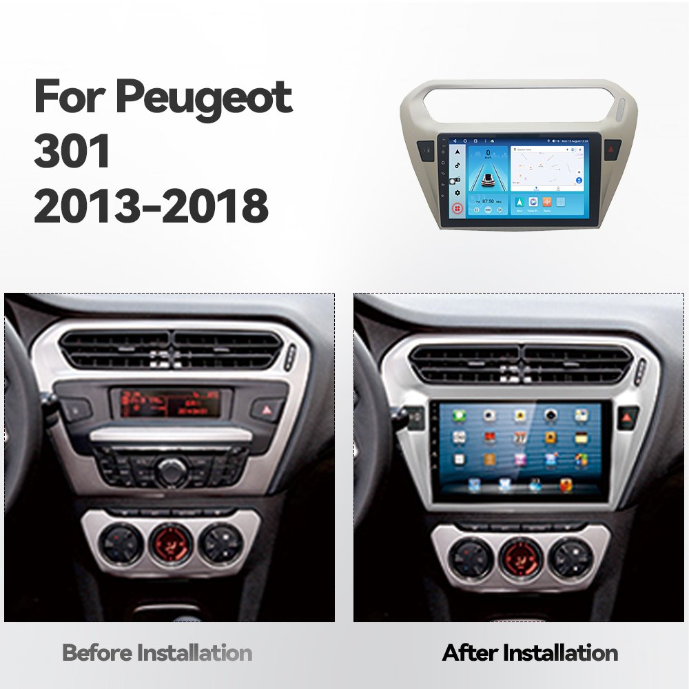 Android 12 Car Radio GPS Navigation DVD Player Stereo Multimedia Audio System for Peugeot 301 Citroen Elysee C-Elysee 2013-2018