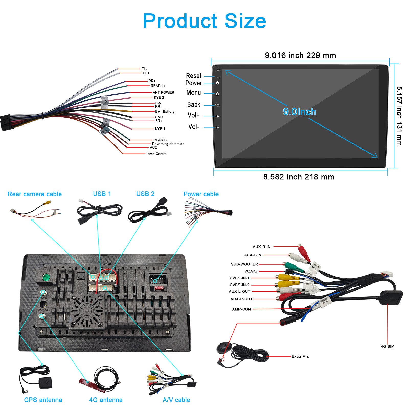 9 Inch Universal Car Screen Car Stereo Radio GPS Navigation Car Player Video Player