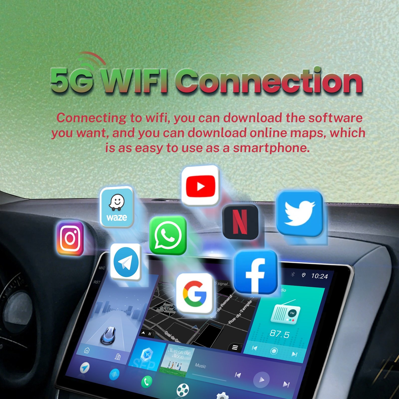 Simple soft 8 core 64G 10.4 inch GPS head unit Multimedia Player car stereo Android radio for Dodge Ram 2013-2018 car
