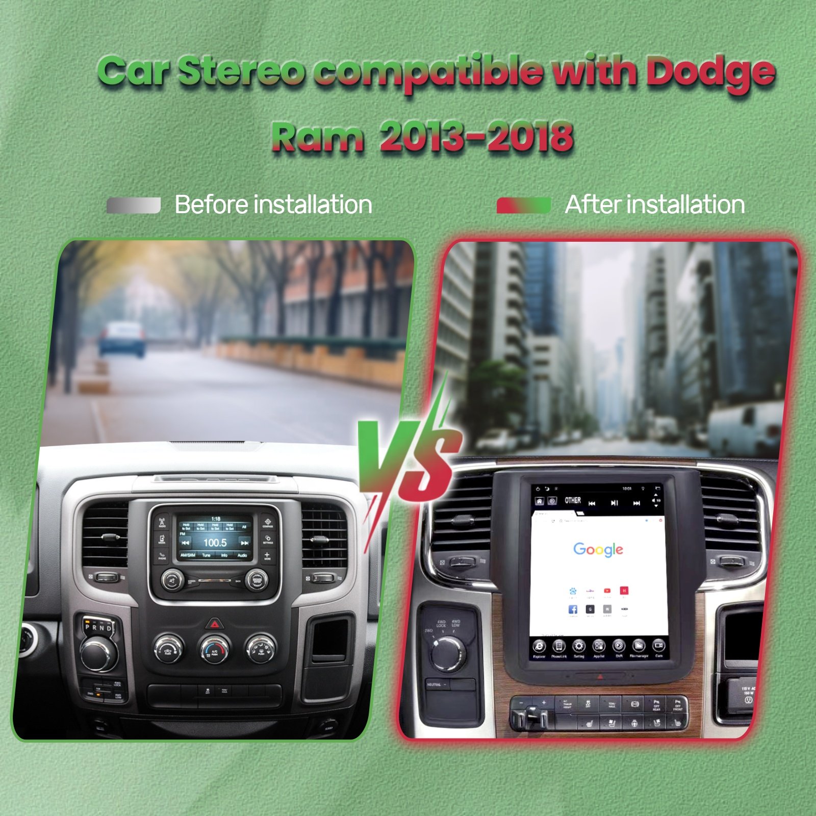 Simple soft 8 core 64G 10.4 inch GPS head unit Multimedia Player car stereo Android radio for Dodge Ram 2013-2018 car