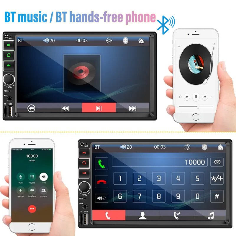 2 Din Car Radio Autoradio 7" Touch Screen 12V Car Mirror Link Rear Camera Car Stereo Player