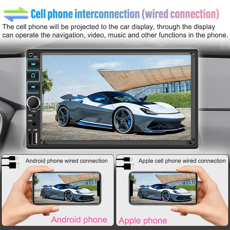 2 Din Car Radio Autoradio 7" Touch Screen 12V Car Mirror Link Rear Camera Car Stereo Player