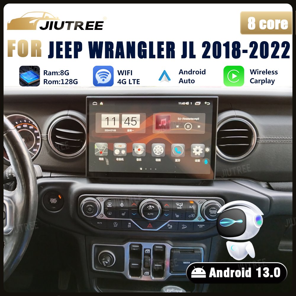 Android 13 For Jeep Wrangler JL Gladiator 2018 -2021 Car DVD Player radio frame Carplay Multimedia Player GPS Navi Head Unit