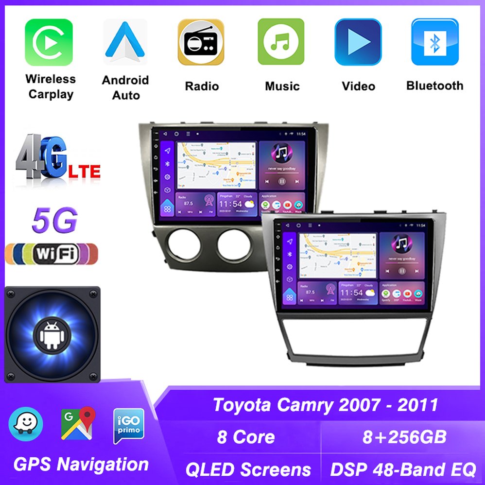 Android 13 Car Radio Carplay For Toyota Camry 2007 - 2011 10 INCH Stereo Car GPS Navigation Multimedia Head Unit Video Player