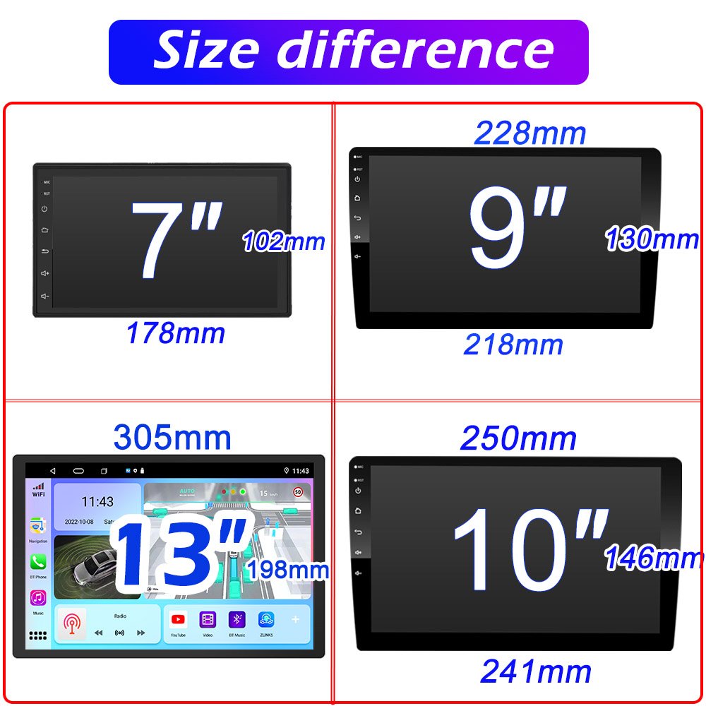 Universal Full Hd Navigation Gps 2 Din Audio 7/9/10/13 Inch Android Radio Car Mp3 Player