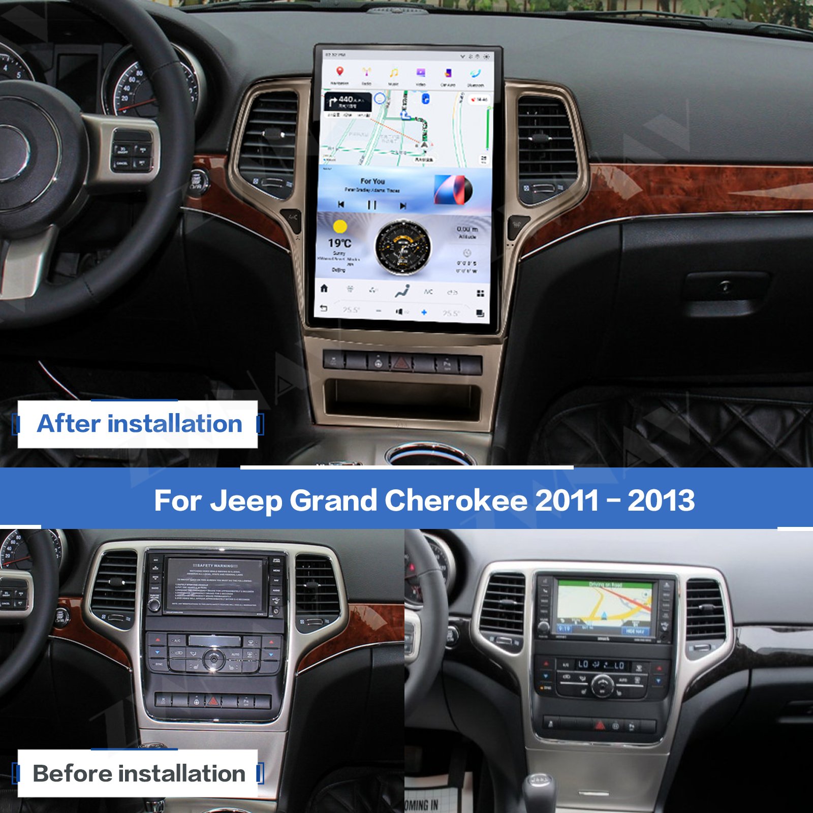 ZWNAV Android 13 GPS Navigation Wireless Carplay For Jeep Grand Cherokee 2011-2013 Car Radio Multimedia with Wireless charging