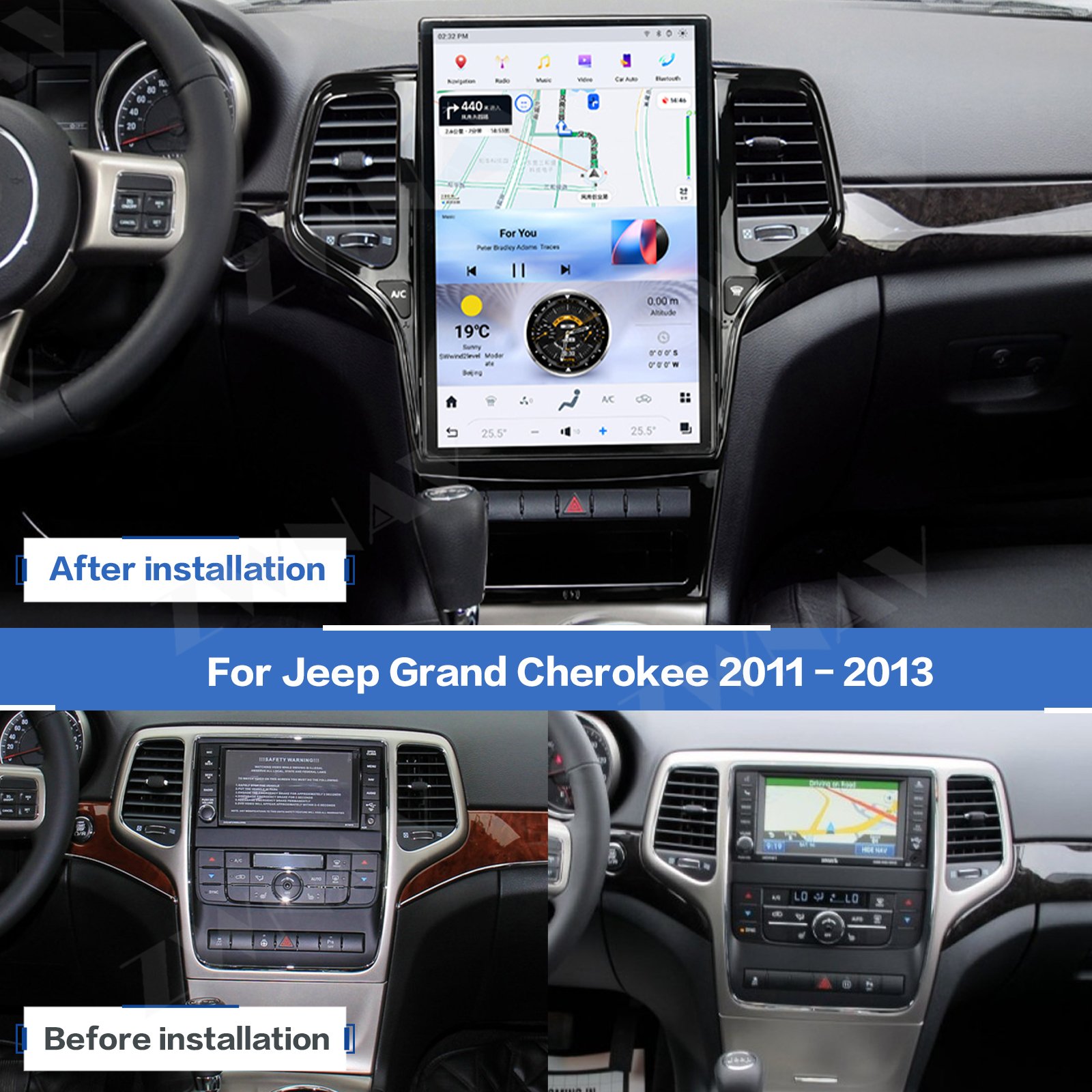 ZWNAV Android 13 GPS Navigation Wireless Carplay For Jeep Grand Cherokee 2011-2013 Car Radio Multimedia with Wireless charging