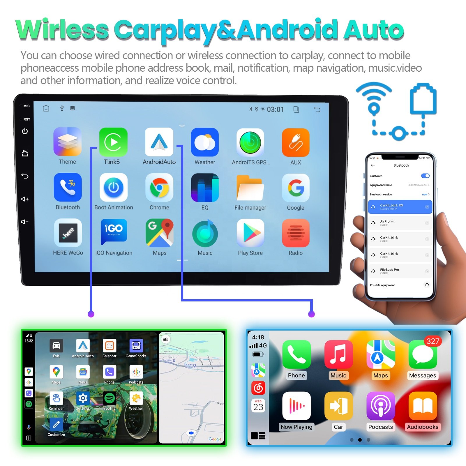 TS18/10 8 Core Android Car Player 4+64G 5G wifi Car Dvd Player Navigation 9 Inch Automobile Video Radio