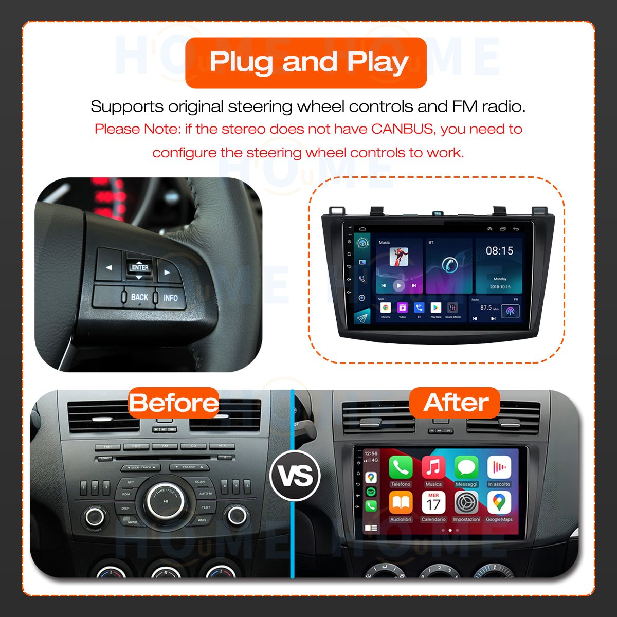 4 Core Android 10 Car Radio Multimedia Wired Carplay For Mazda 3 2009-2013 android Auto 2G+32G 2 Din GPS WIFI Blue-tooth Screen