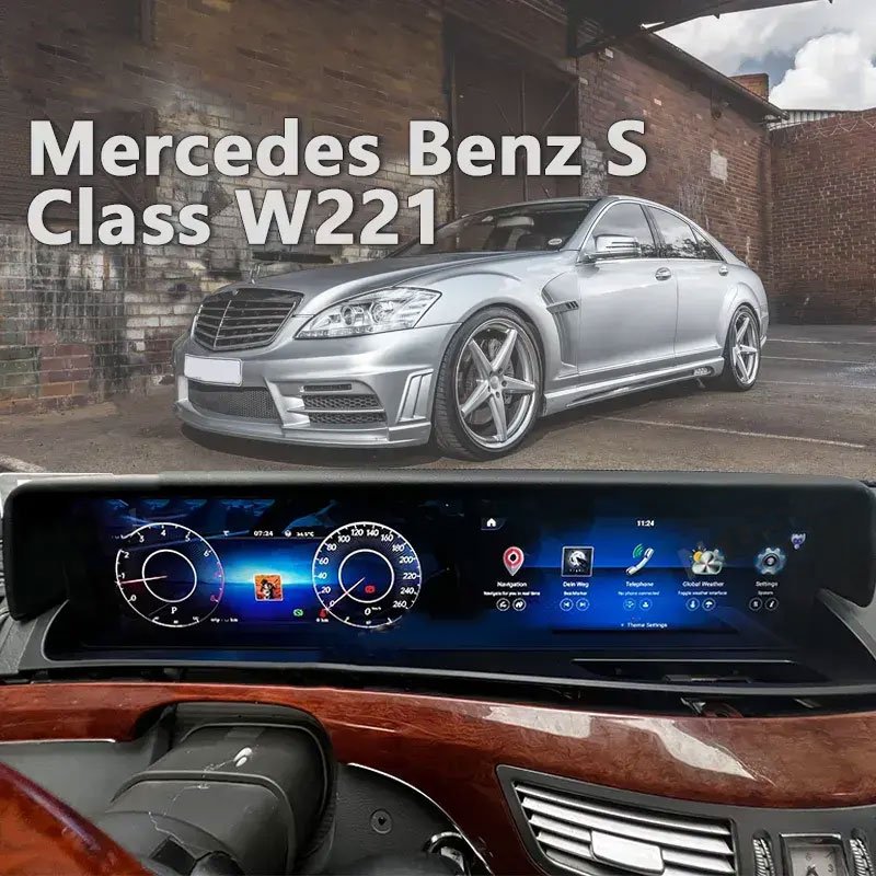 Autostereo 12.3 inch For Mercedes Benz S class W221 To W222 Dual Screen Android Radio Cluster Digital Instrument Stereo Upgrade