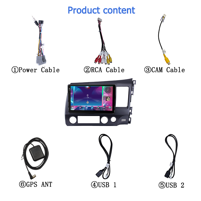 Android 13 Car GPS Qcta Core Radio 4+64gb GPS 4g lte for Honda Civic RHD 2006 2007 2008 2009 2010 2011