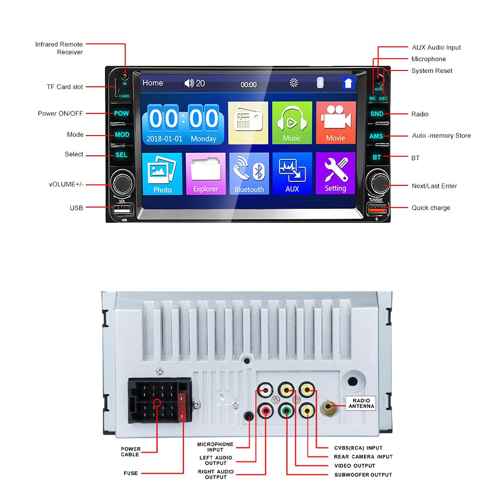 7 Inch 2 Din MP5 Player Car Stereo Multimedia Toyota MP5 Double Din Car Audio Auto Radio Player For Toyota Corolla