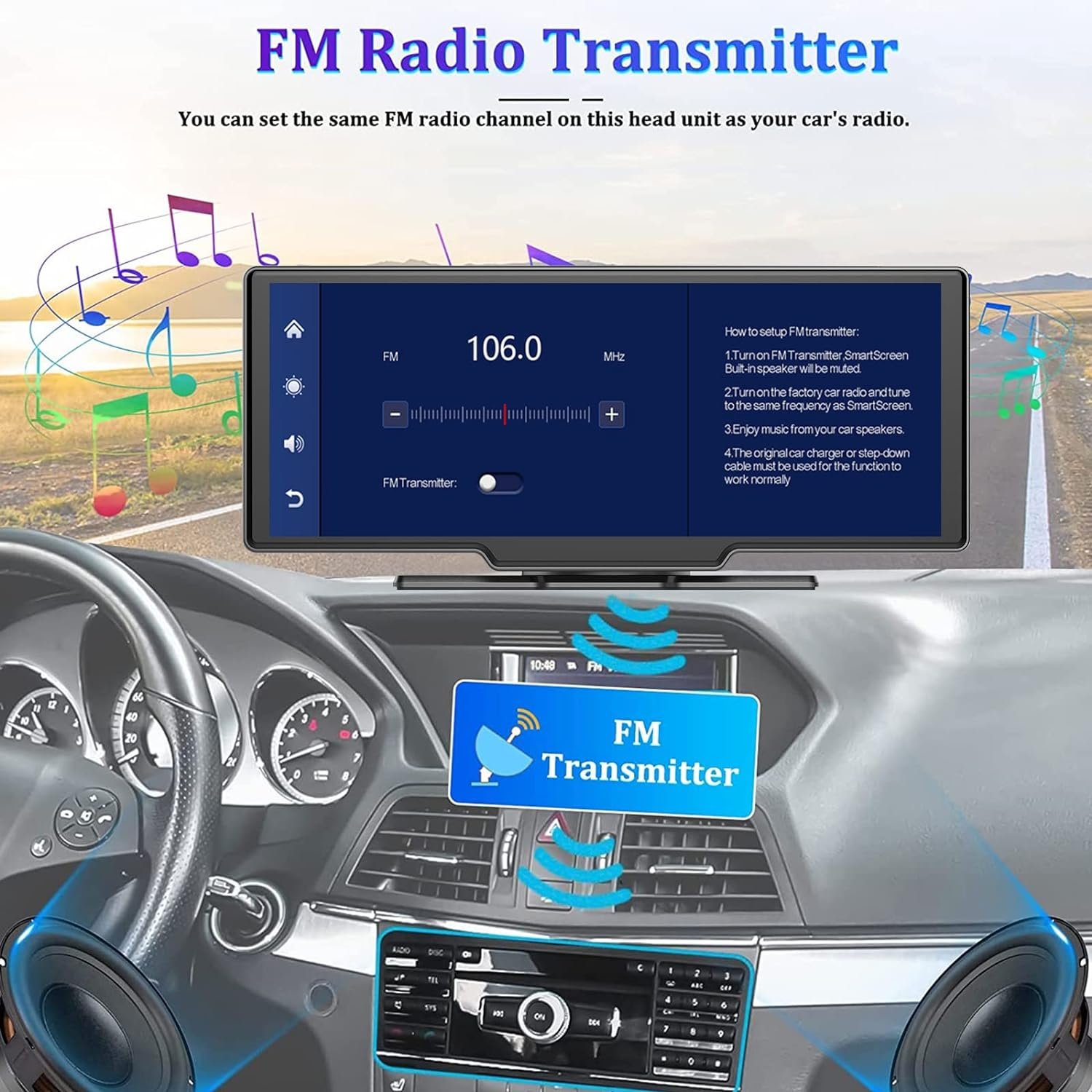 Universal Car Multimedia Player 10.26 inch HD Touch Screen CarPlay Android Auto Stereo Car Video DVD Play