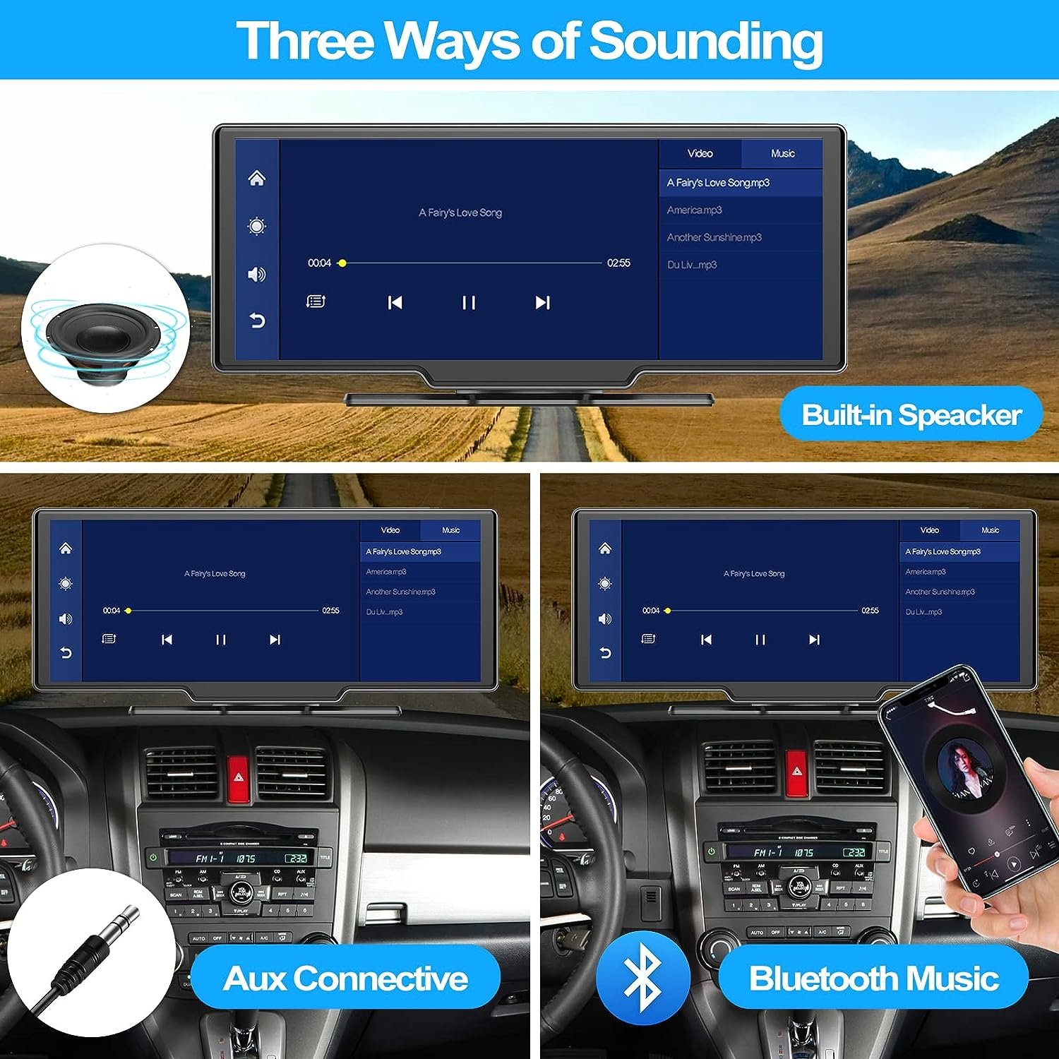 Universal Car Multimedia Player 10.26 inch HD Touch Screen CarPlay Android Auto Stereo Car Video DVD Play