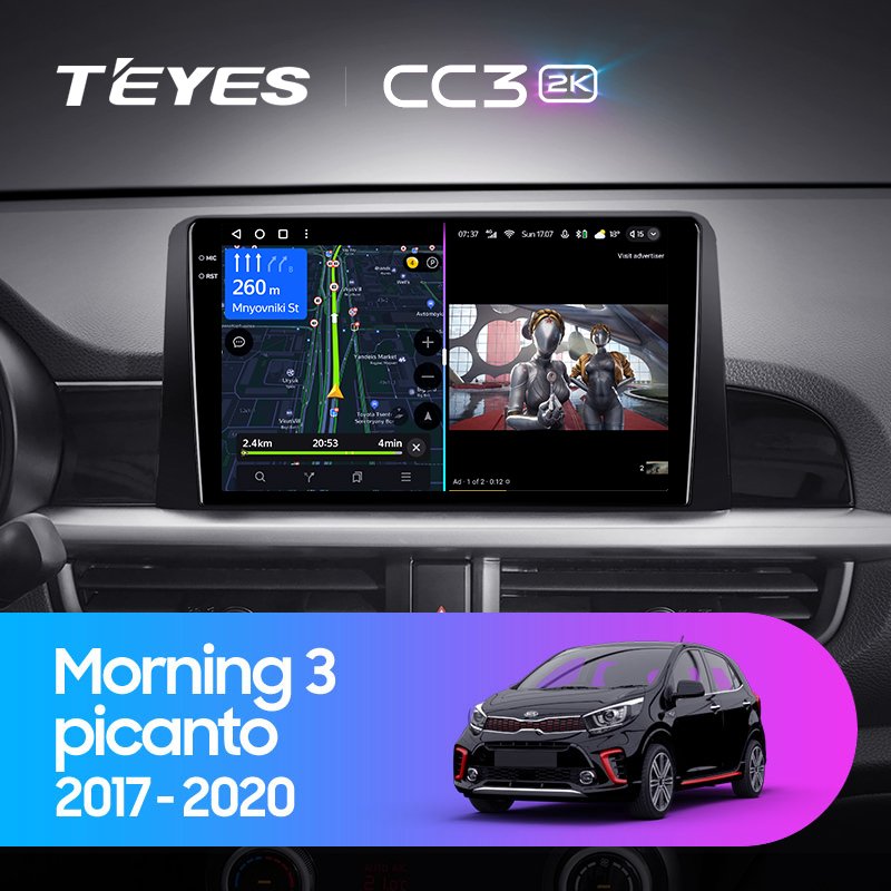 Multimedia Video Player TEYES CC3 2K for Kia Morning 3 Picanto 2017 - 2020 Car Radio Ce Android 10 Dashboard 12 Months 9"