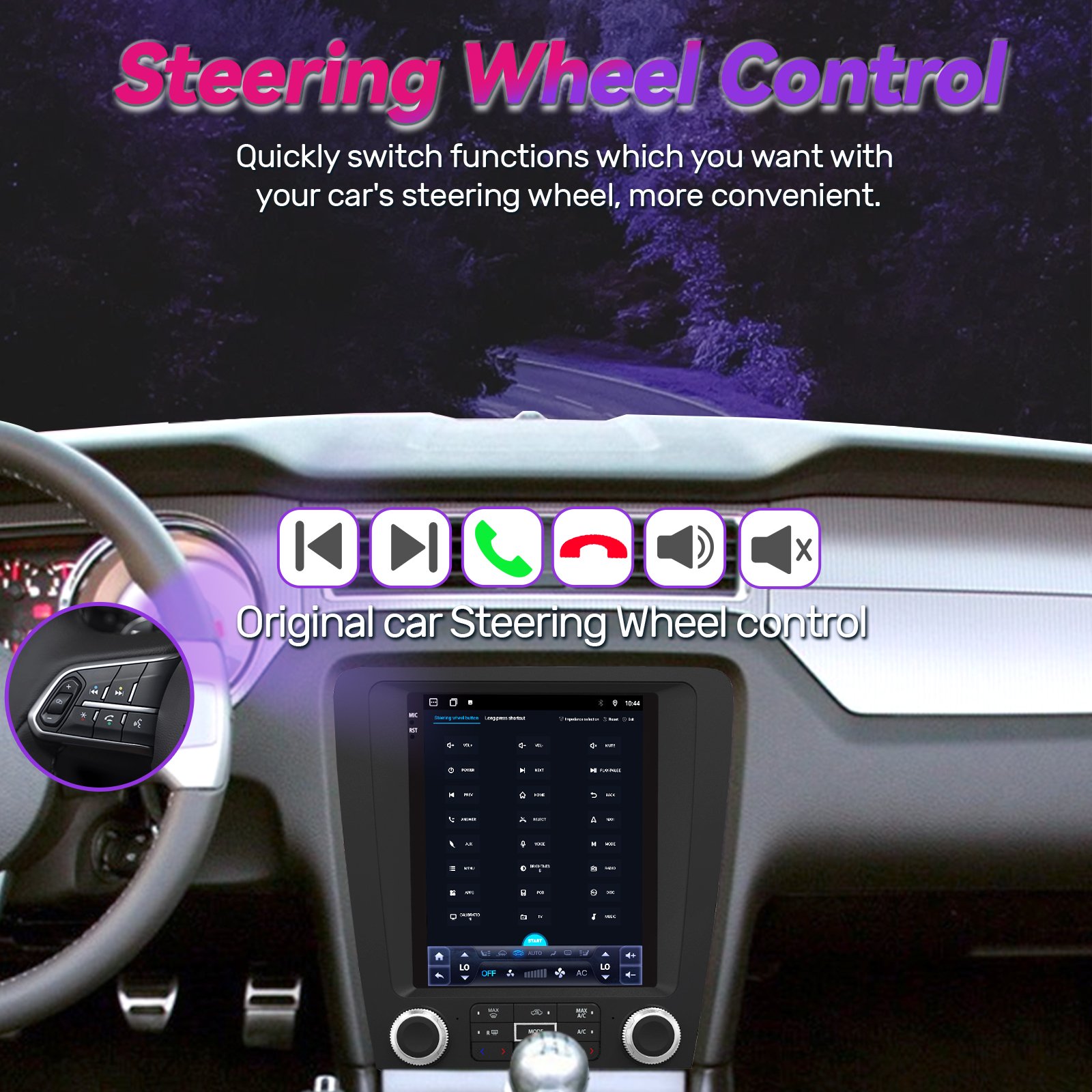 Simple soft 9.7" Vertical screen head unit Car Multimedia Player Android 8 core 64GB car stereo radio for Ford Mustang 2010-2014