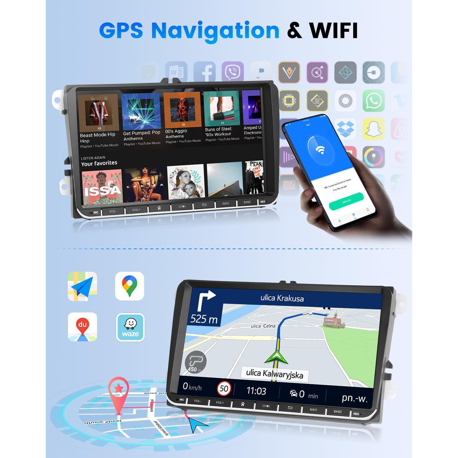 EYEWA 2G+64G 9 Inch Android 13 Car Stereo Radio Carplay for Volkswagen VW Jetta Passat Seat Golf Beetle Tiguan Touran EOS
