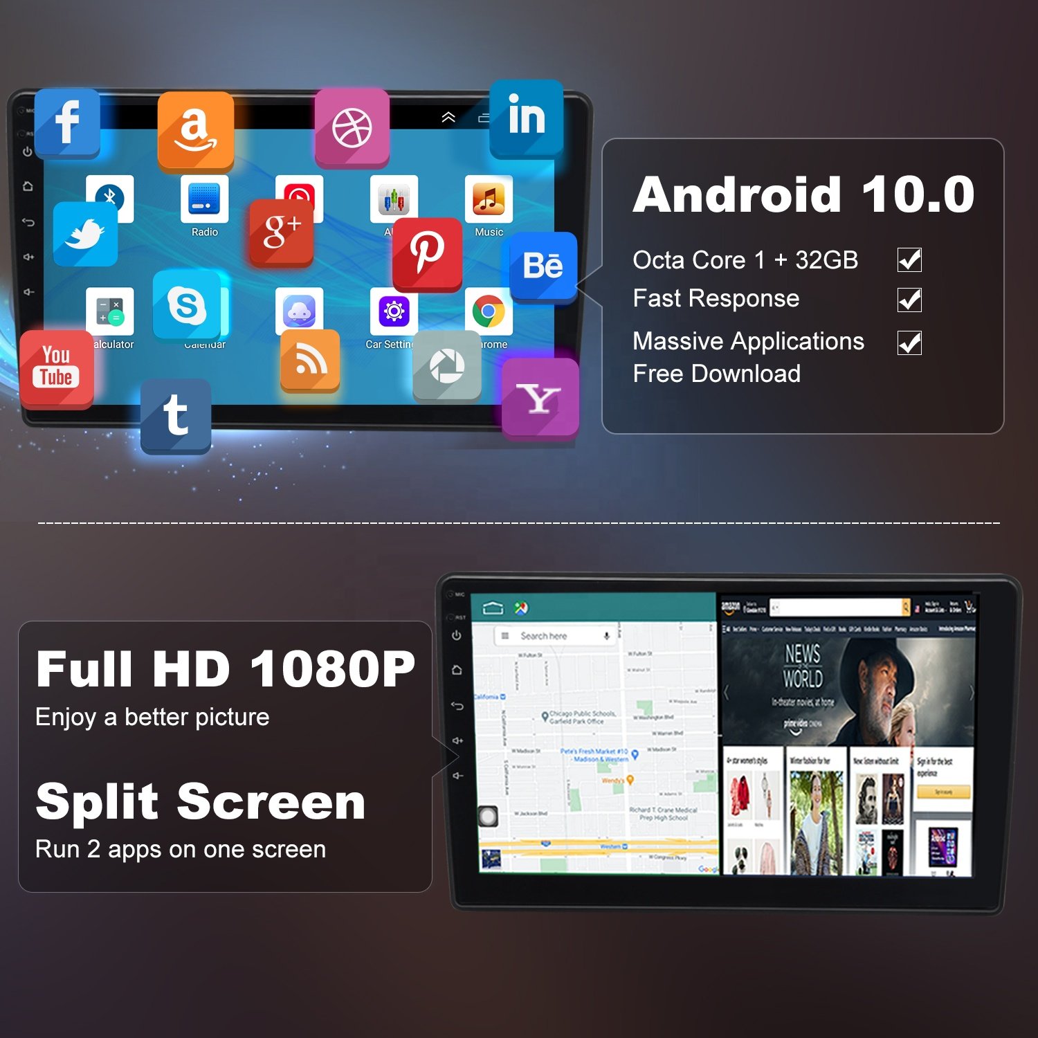 9 inch Car play Android Radio Multimedia Apple CarPlay Android Auto 2 din stereo receiver DVD MP5 Player