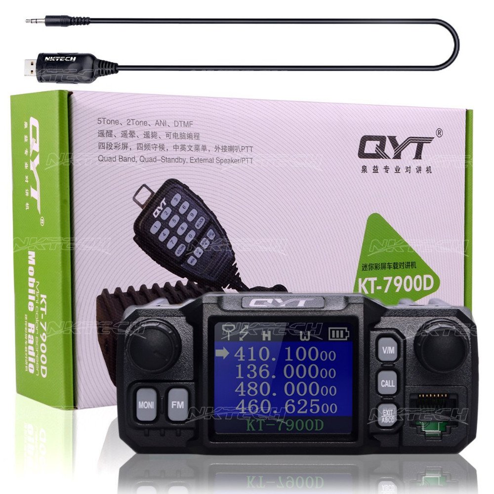 QYT KT-7900D 25W Quad Band Mobile radio 144/220/350/440MHZ 4 Bands FM Transceiver Car Radio Walkie talkie