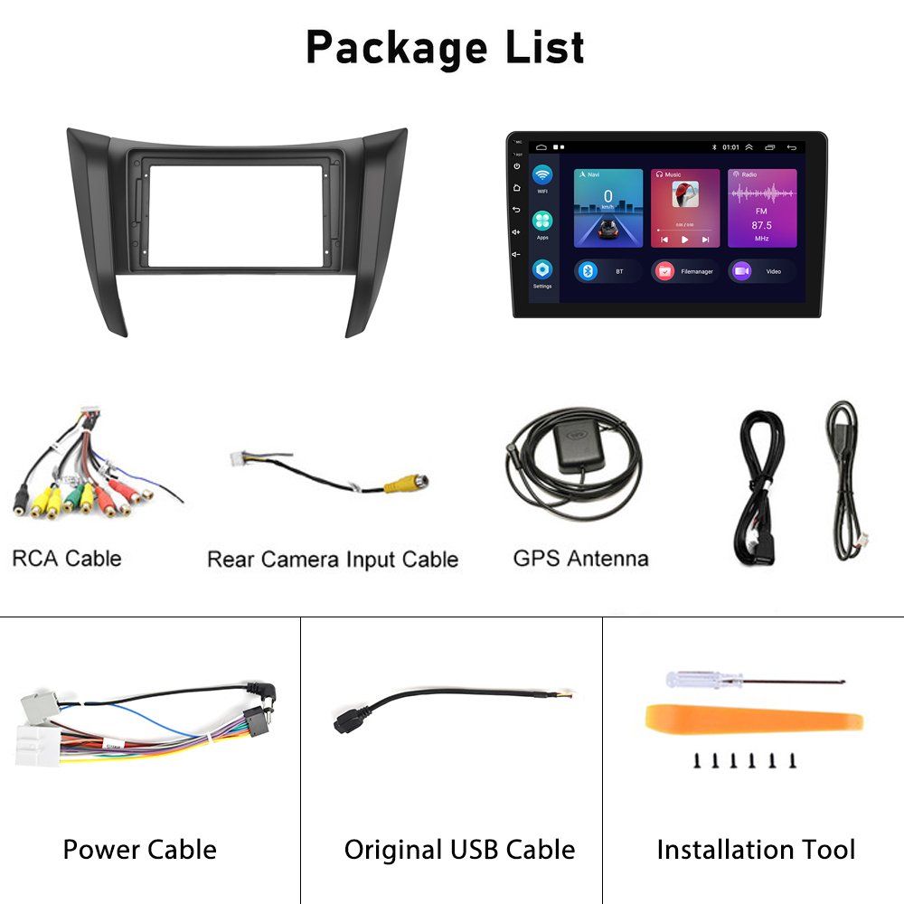 Podofo Android 1+16/2+32G 9" 2Din Car Radio For Nissan NAVARA 2016 Wireless CarPlay GPS WIFI FM RDS BT Hifi EQ Car Dvd Player