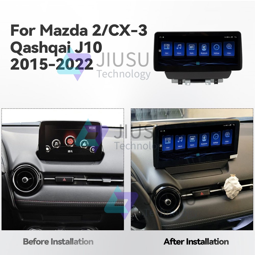 Touch Screen Android 12 Car Radio GPS Navigation DVD Player Stereo Multimedia Audio System for Mazda 2 CX-3 2014-2024