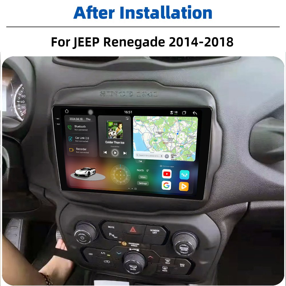 6+128GB 9.5 Inch Android 13 Car Radio Autoradio GPS Navigation 2DIN Auto Stereo Car DVD Player For JEEP Renegade 2014-2018