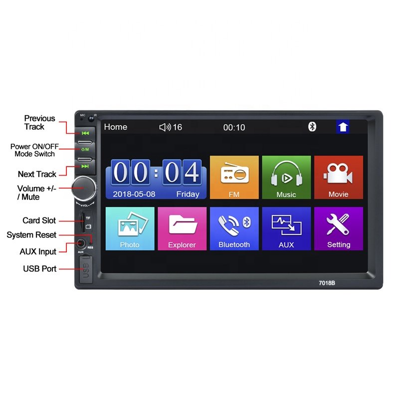7inch HD LCD Touch Screen BT 2din Audio Car Stereo 7018B 7 Inch 2 Din Car Radio MP5 Video Player with Rear View Camera