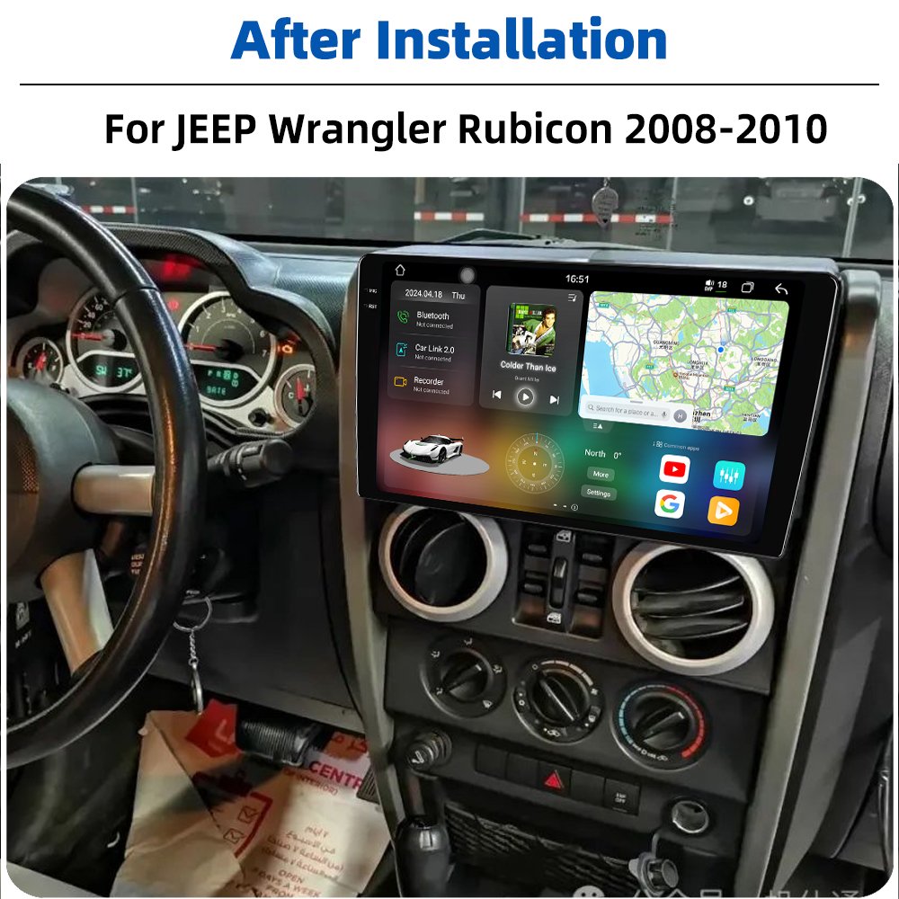 12 + 256GB 2K Android 13 2 DIN Car Radio Carplay Auto Stereo Video Screen Autoradio For JEEP Wrangler Rubicon 2008-2010