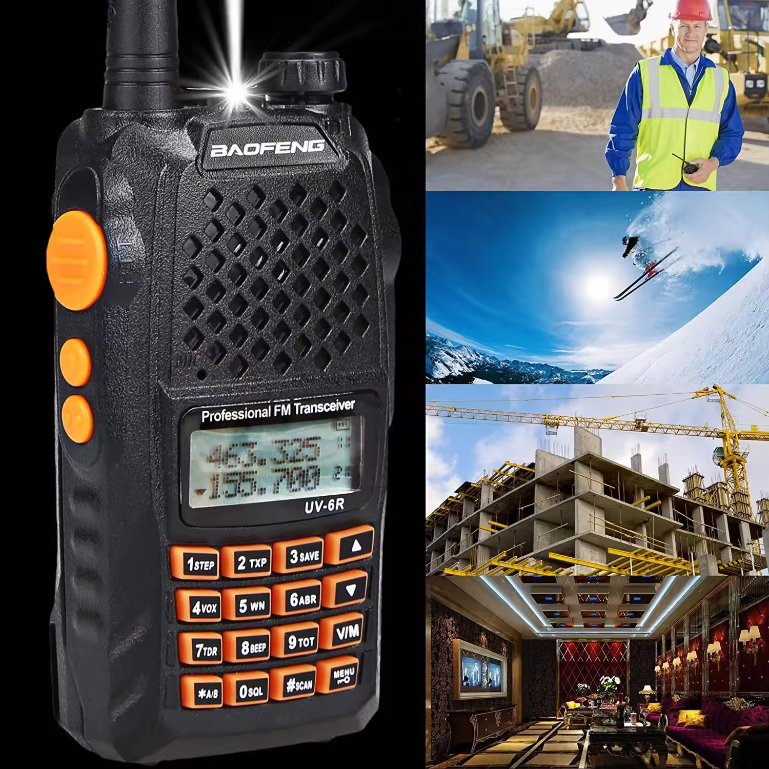 Wholesale Baofeng UV-6R Two Way Radio Orange Keypad Walkie Talkie For SDR Transceiver 10km 7W UHF VHF Dual Band Radio