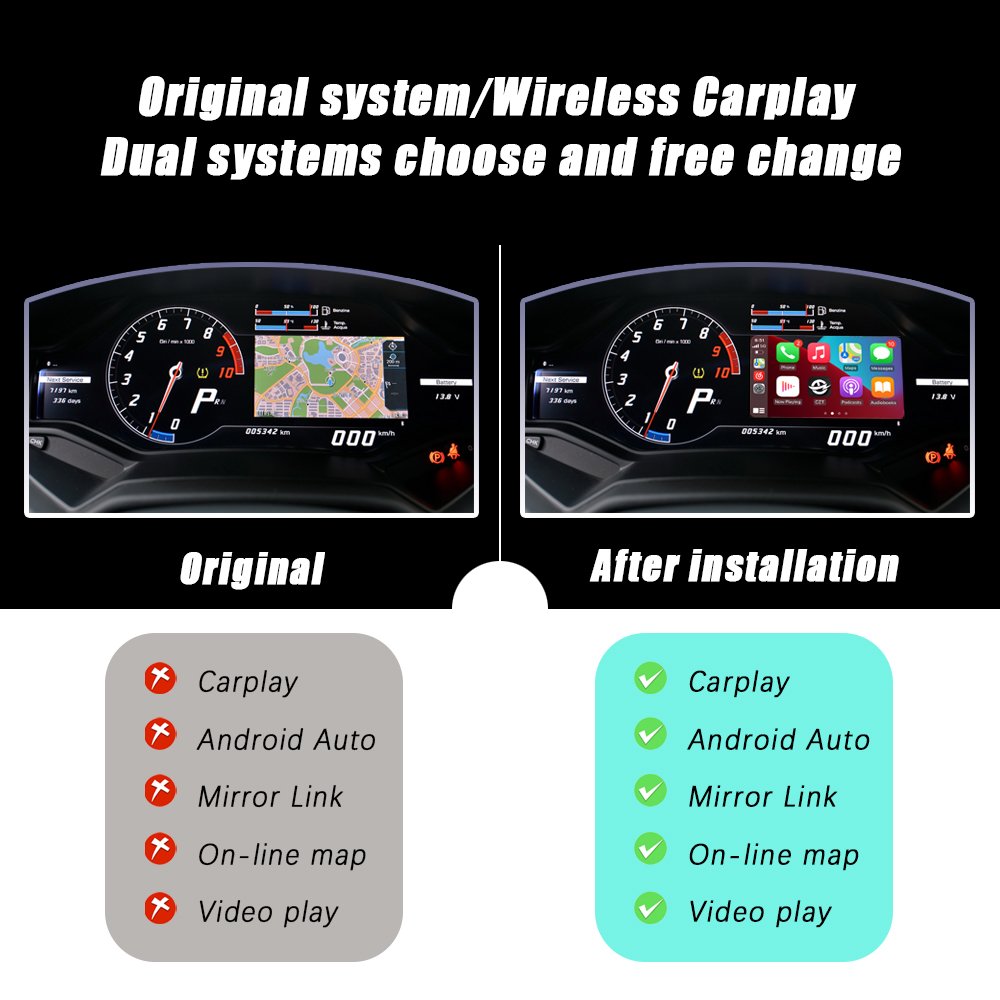 Radio Car DVD Player For Lamborghini Huracan 2012-2019 Wireless Carplay Android Auto Mirror Link AirPlay Car Play Functions