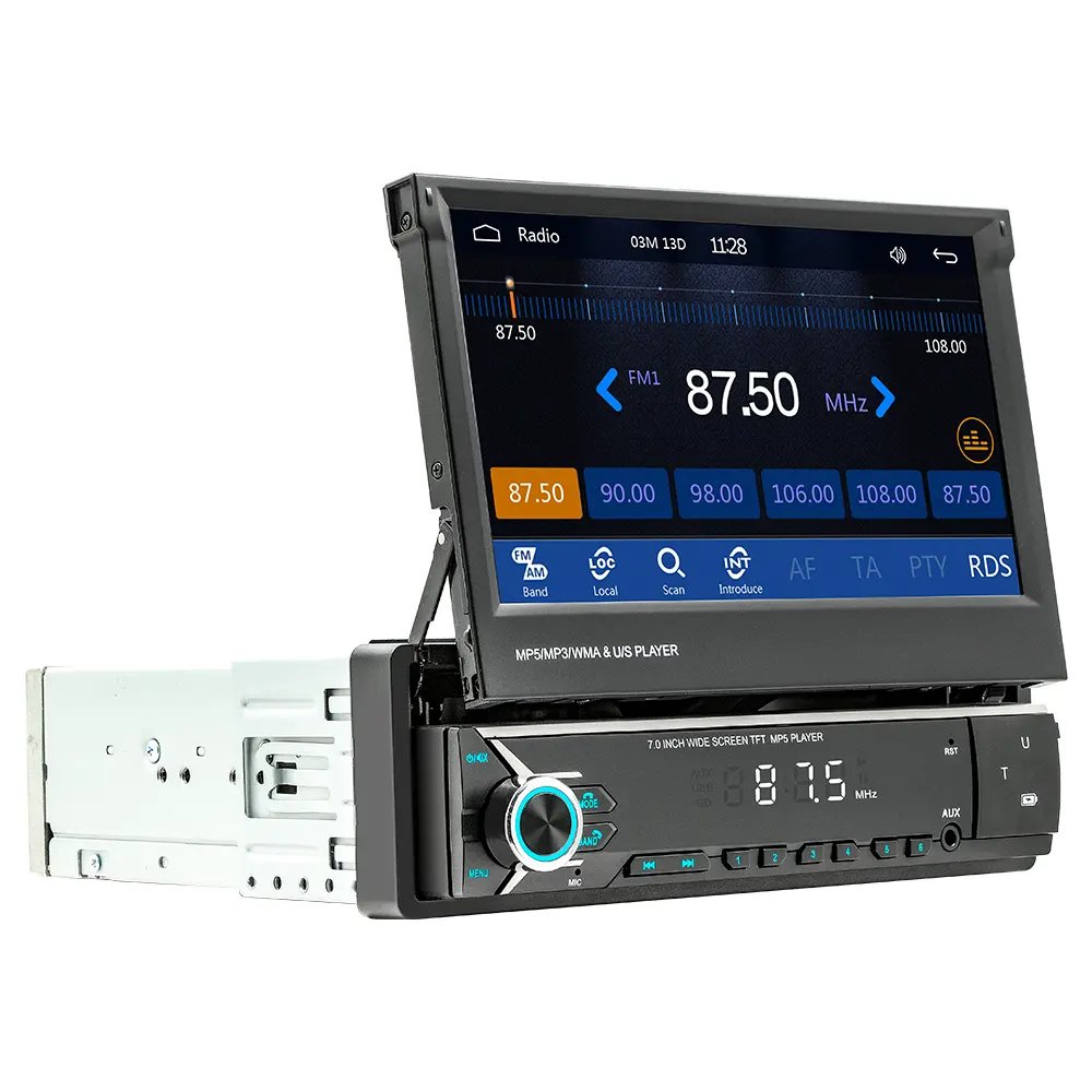 1 Din Android Car Radio 7 Inch Retractable Car DVD Player Universal Car Stereo Radio System MP5 Player With BT Wifi GPS