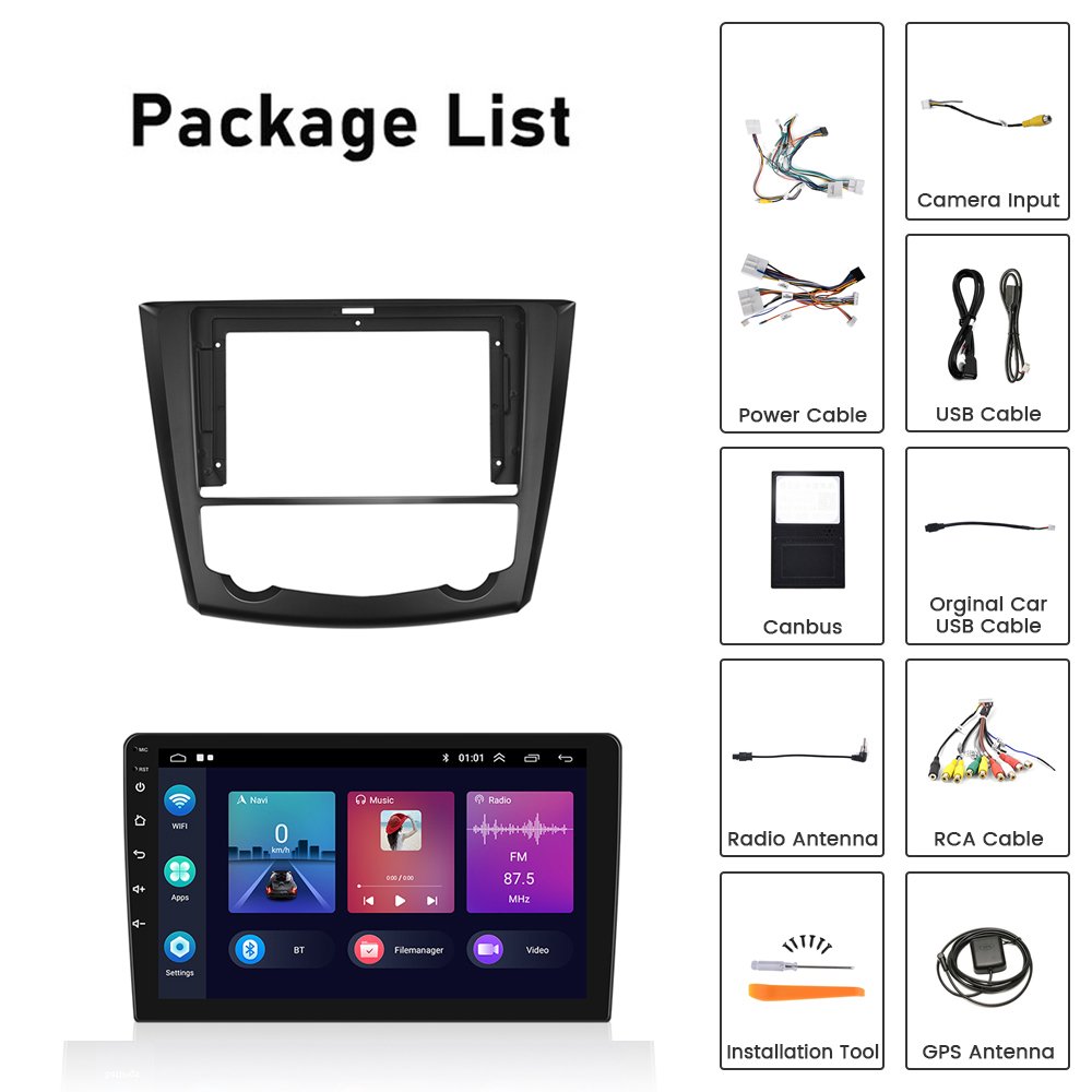 Podofo 2Din 9'' Android Car Stereo For Renault Kadjar 2016 Wireless CarPlay GPS WIFI Hifi Audio FM RDS BT Car Dvd Player