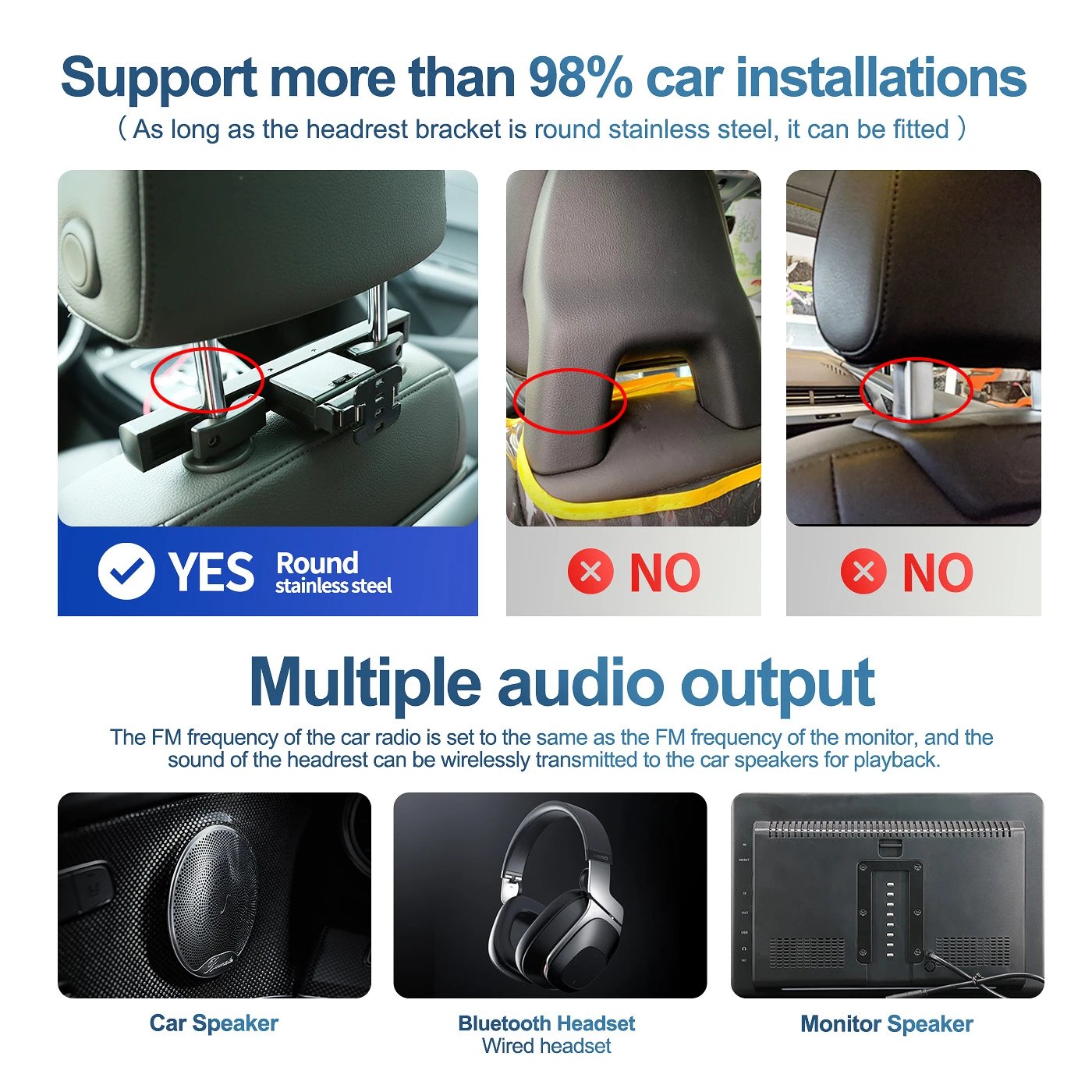 Jmance 13.3" 8 core Taxi Interior Advertising Screen Car Headrest Monitor Android player Rear Seat Entertainment System