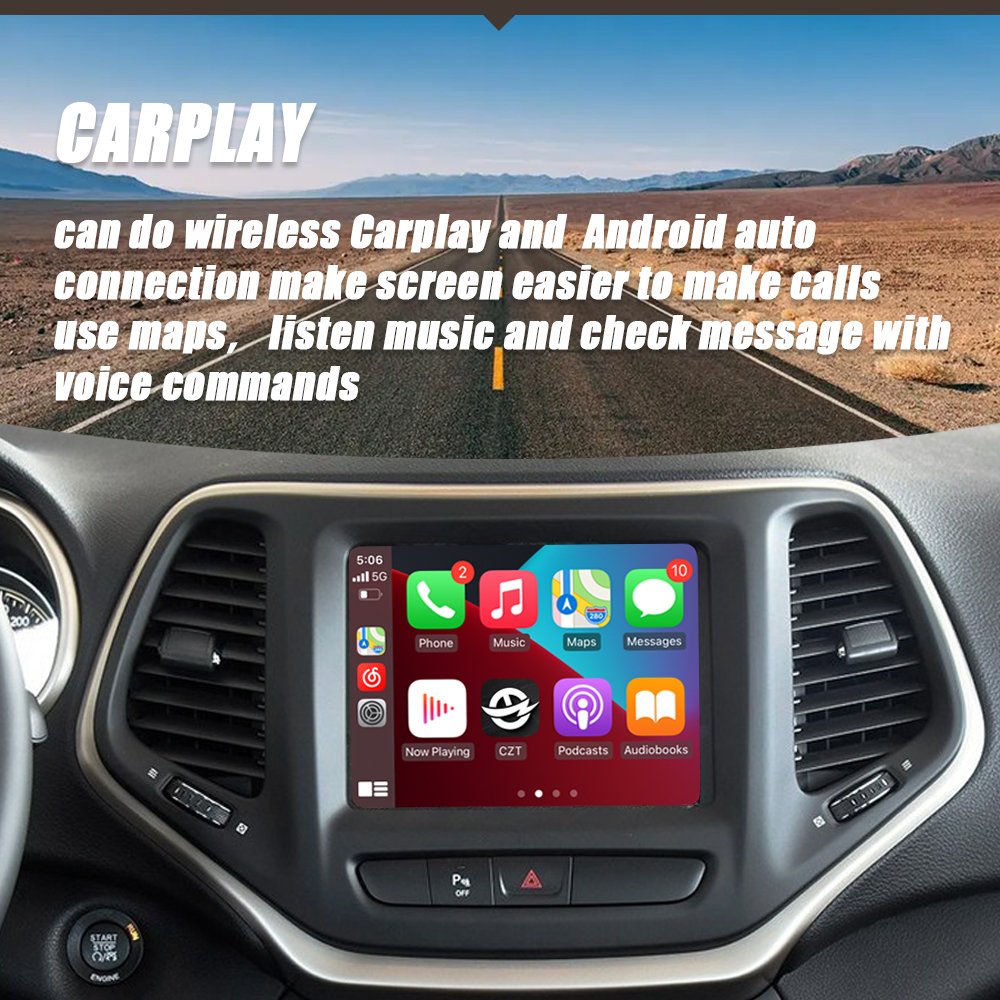 Wireless Apple Carplay Navigation Radio Car DVD Player 2014-2017 Dodge RAM Portable Bluetooth USB Includes OEM Screen Upgrade