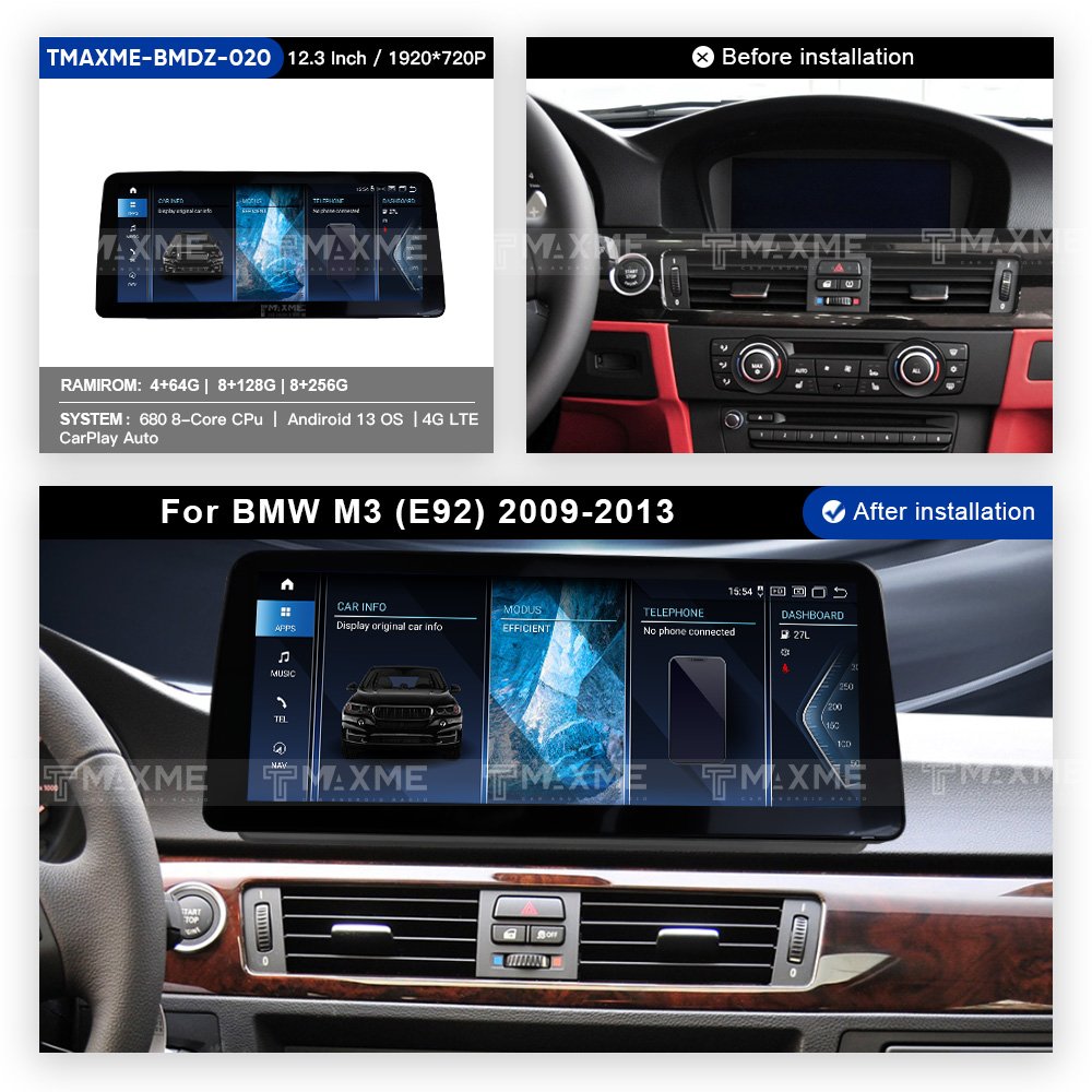 Maisimei car multimedia dvd player 12.3 inch auto stereo screen for BMW M3 (E92) 2009-2013 DSP BT GPS wireless carplay