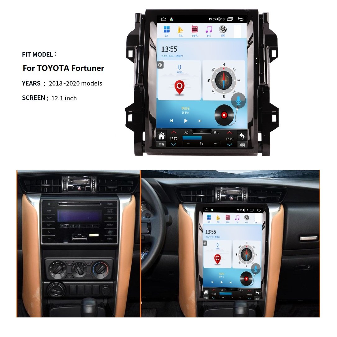 12.1" Android 13 Car Video Player Radio For TOYOTA Fortuner HILUX Revo 2018-2020 Stereo GPS Multimedia