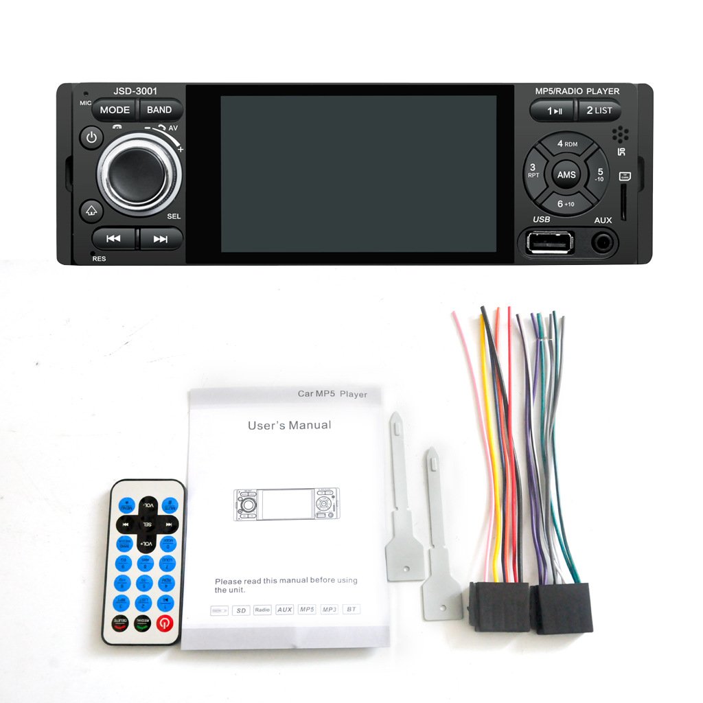 Touch screen hd MP4 card plug-in usb flash drive 4.1-inch 1 din TFT car radio MP5 player 3001