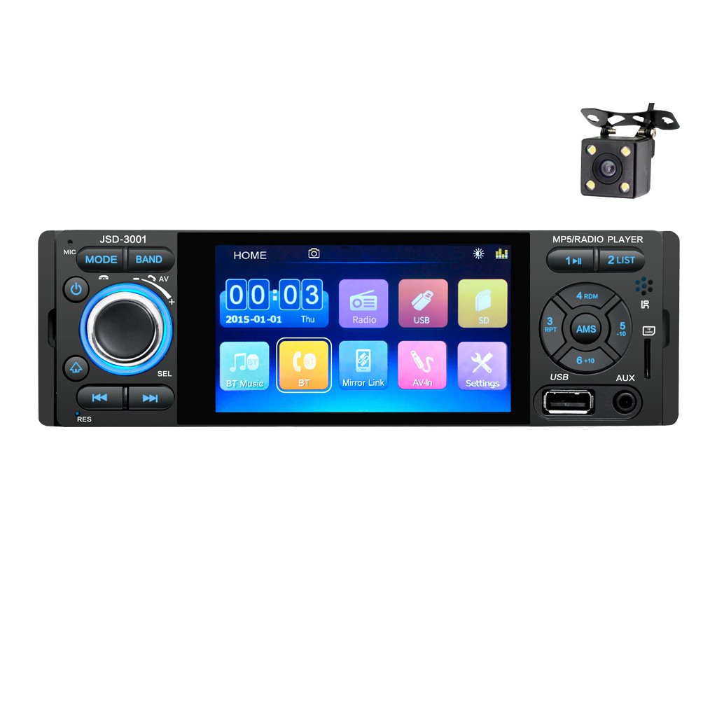 Touch screen hd MP4 card plug-in usb flash drive 4.1-inch 1 din TFT car radio MP5 player 3001