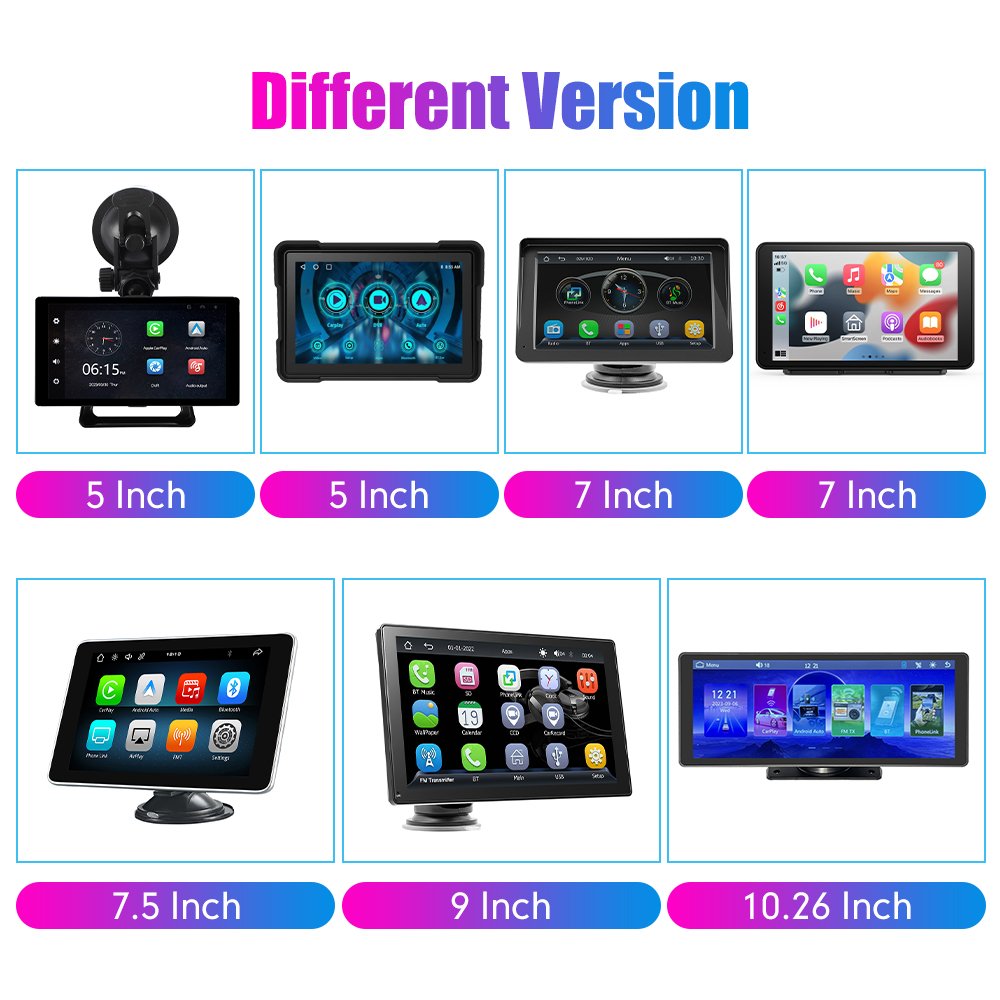 5/7/7.5/9/10.26 Inch Portable Car Radio Wireless CarPlay Screen Android Auto Touch Screen Reverse Camera Gps Navigation