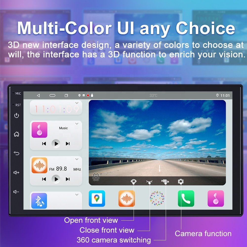 Best Selling 7inch 2 Din Ram 2/4/6GB Rom 32/64/128GB Wired Wireless Carplay Android Auto Audio Radio Car Video With 360 Camera